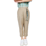 Light Khaki Plain Classic Pants for Boys Image