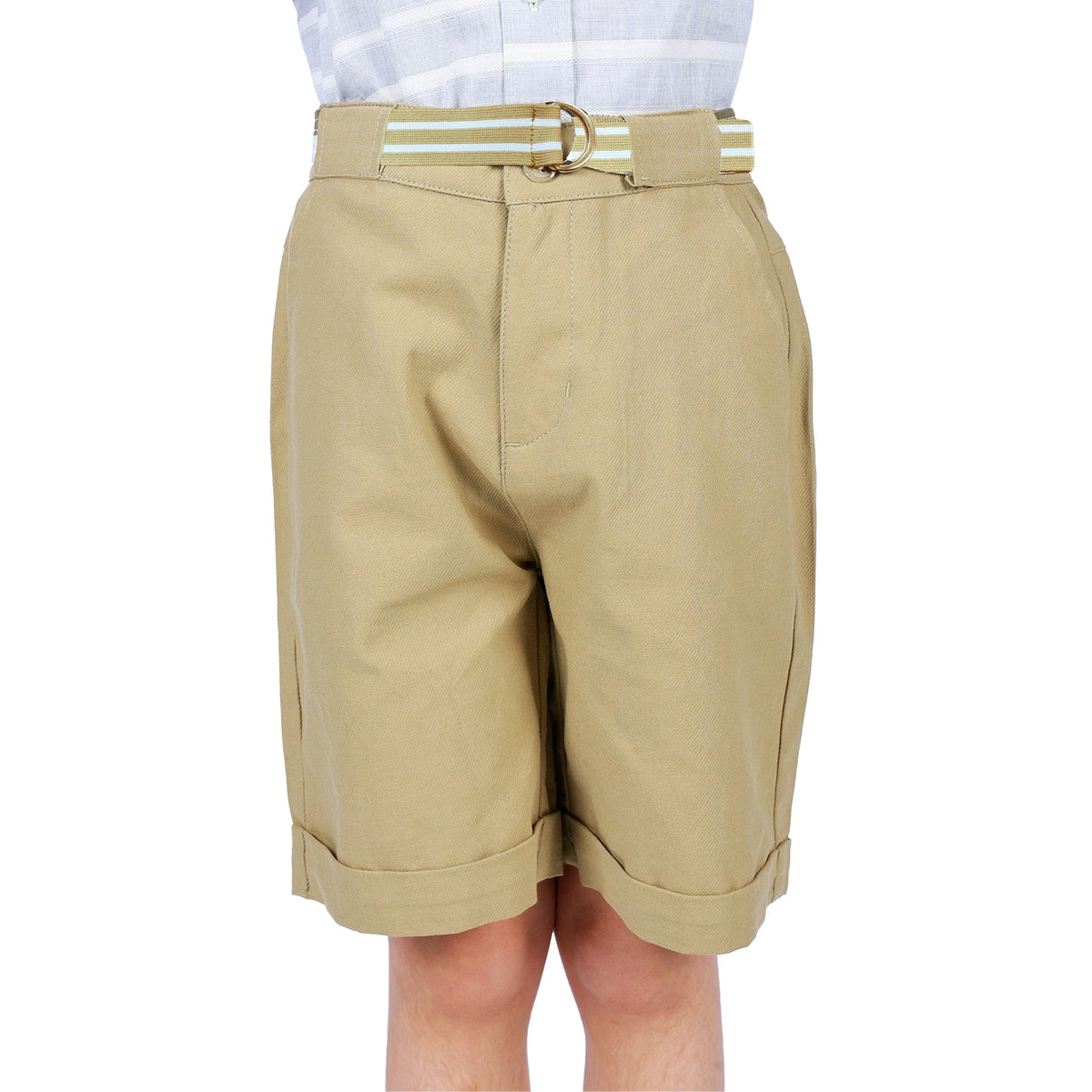 Plain Classic Shorts for Boys Dark Khaki Image