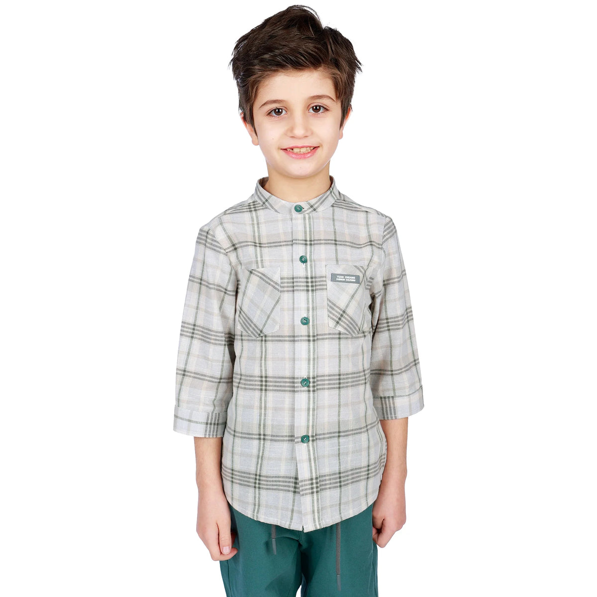 Checked Classic Shirt for Boys Gray Image