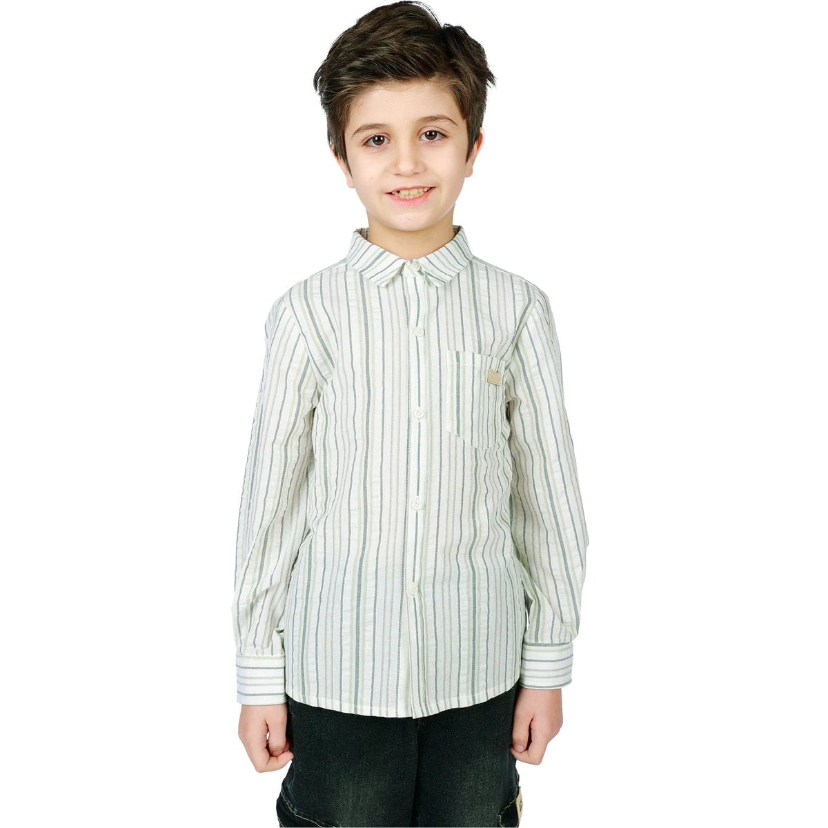 Striped Classic Shirt for Boys Green Image