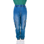 Jeans Blue Washed Jeans Classic Pants for Boys Image