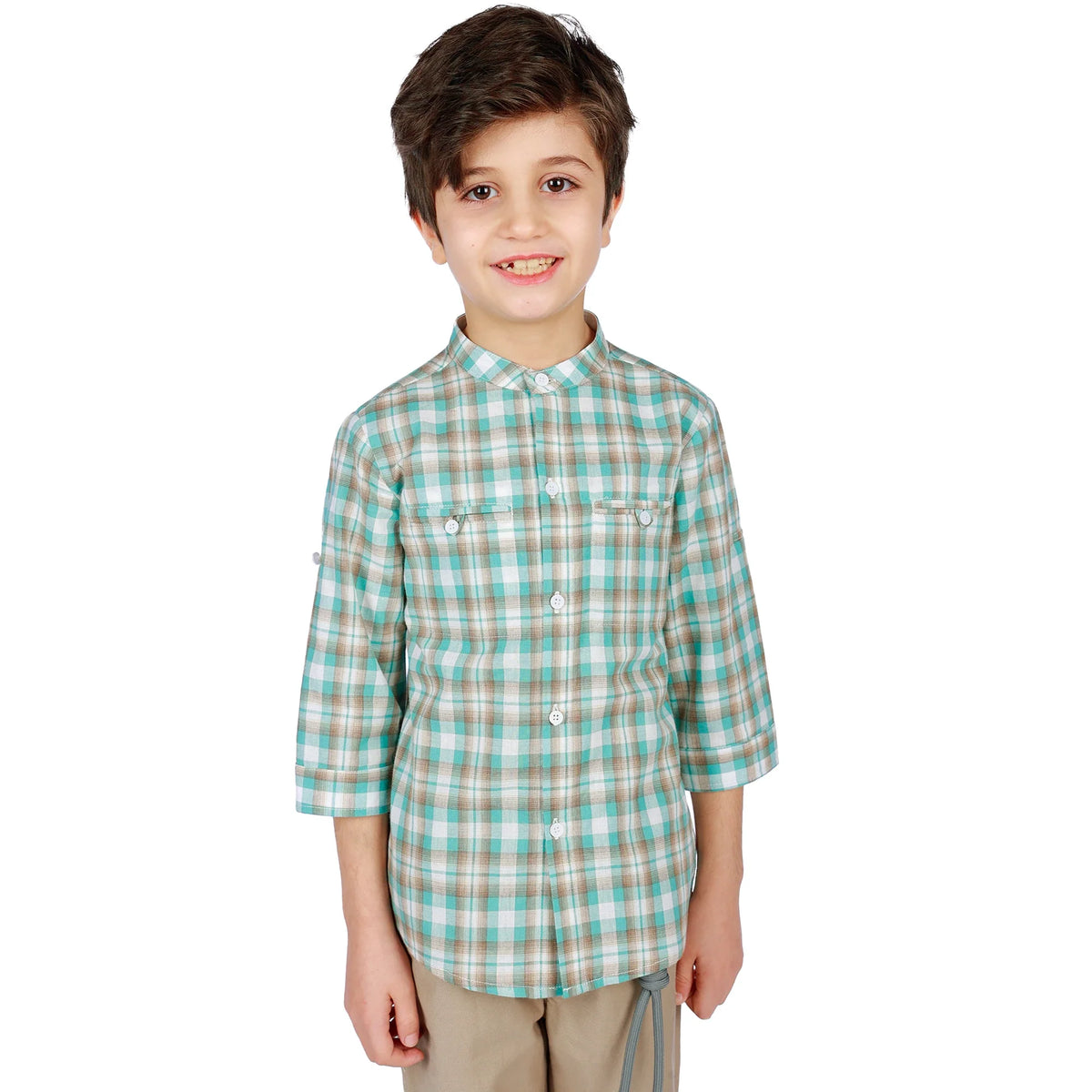 Checked Classic Shirt for Boys Green Image