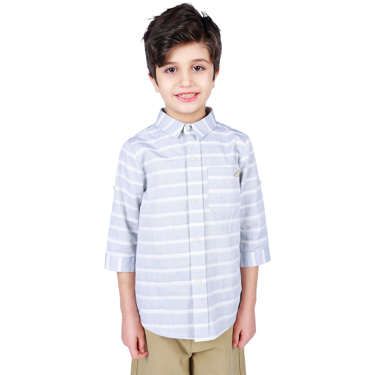 Striped Classic Shirt for Boys Gray Image