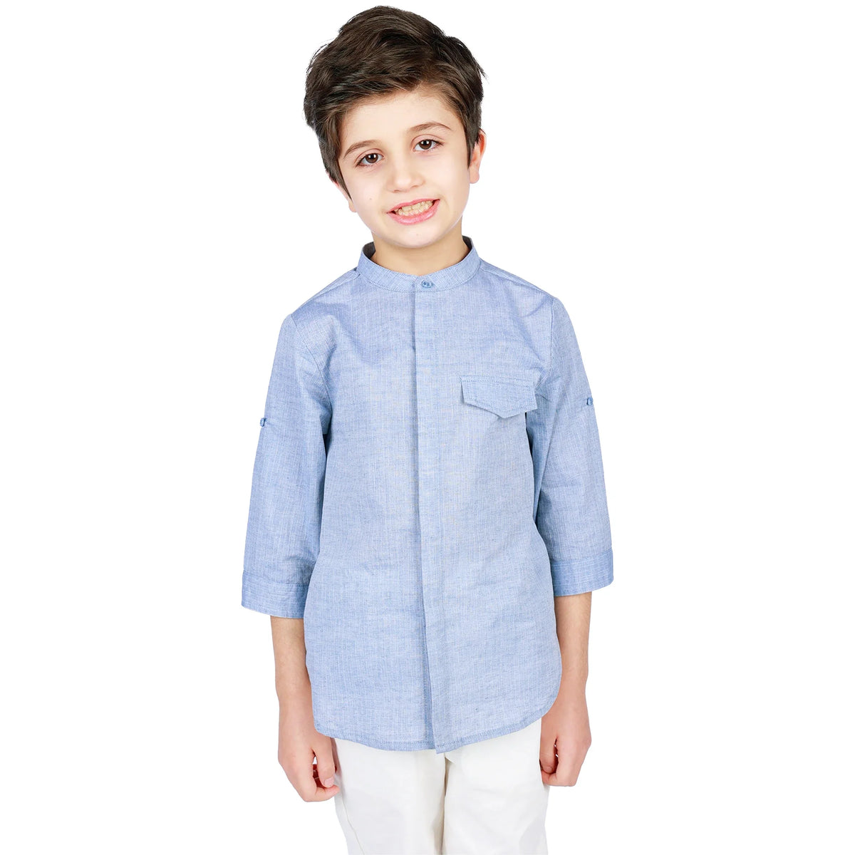 Jacquard Classic Shirt for Boys Light Blue Image