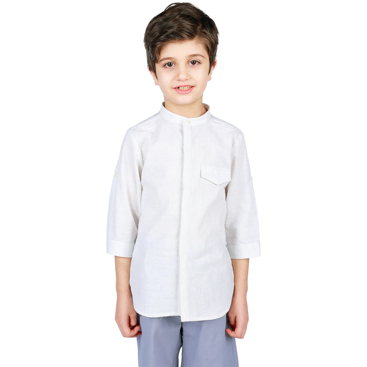 Jacquard Classic Shirt for Boys Light Gray Image