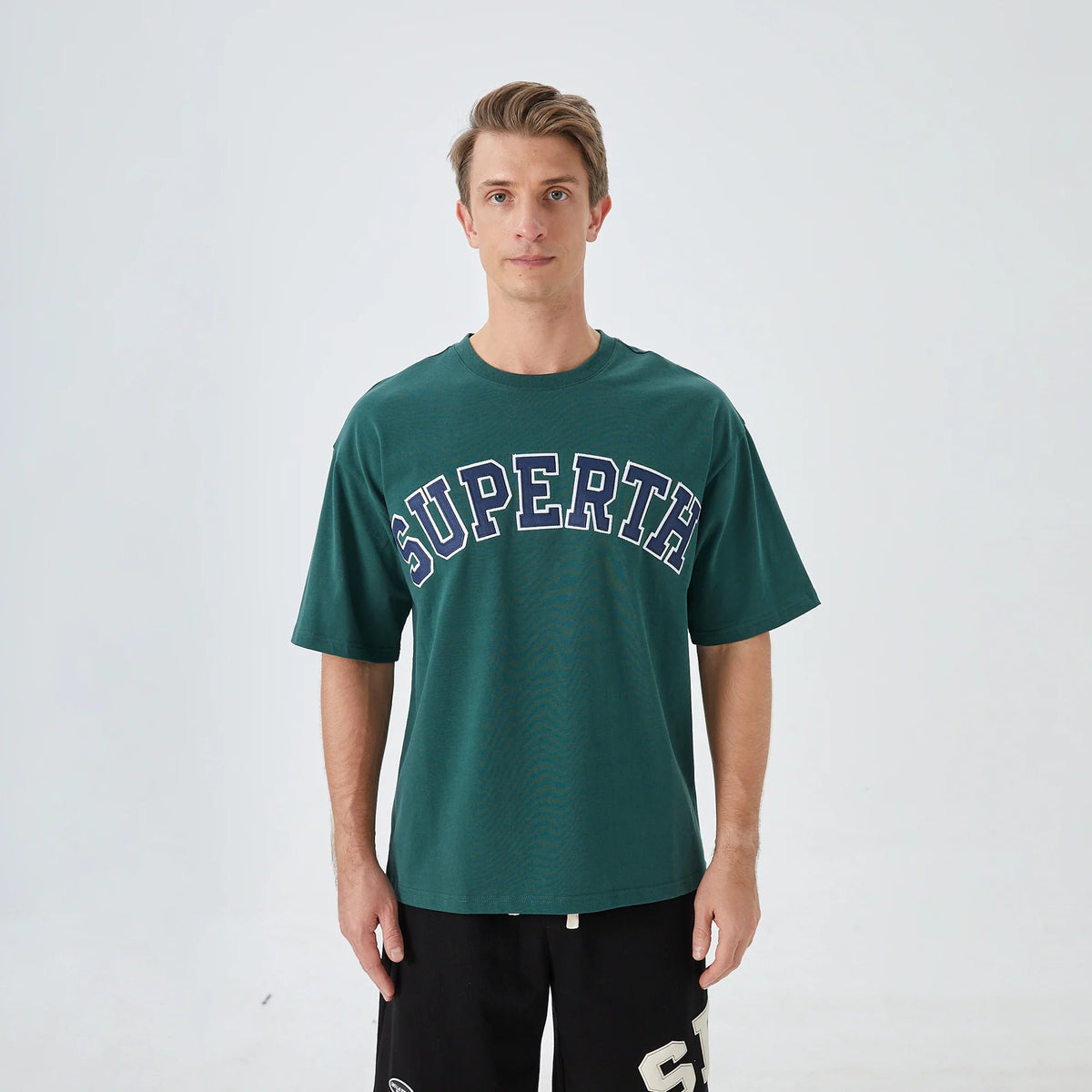 Embroidery Street Look T.Shirt for Men Green Image