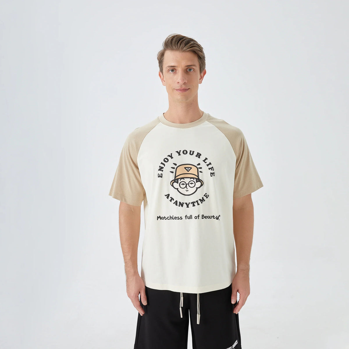 Printed Street Look T.Shirt for Men Khaki Image