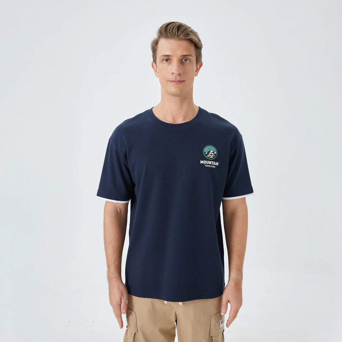 Printed Street Look T.Shirt for Men Navy Image