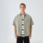 Embroidery Street Look Shirt for Men Gray Green Image