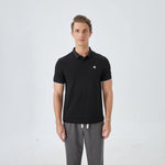 Black Embroidery Street Look Polo Shirt for Men Image