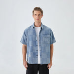 Checked Street Look Shirt for Men Jeans Blue Image