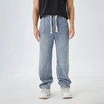 Washed Jeans Street Look Pants for Men Light Jeans Blue Image