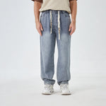 Washed Jeans Street Look Pants for Men Jeans Blue Image