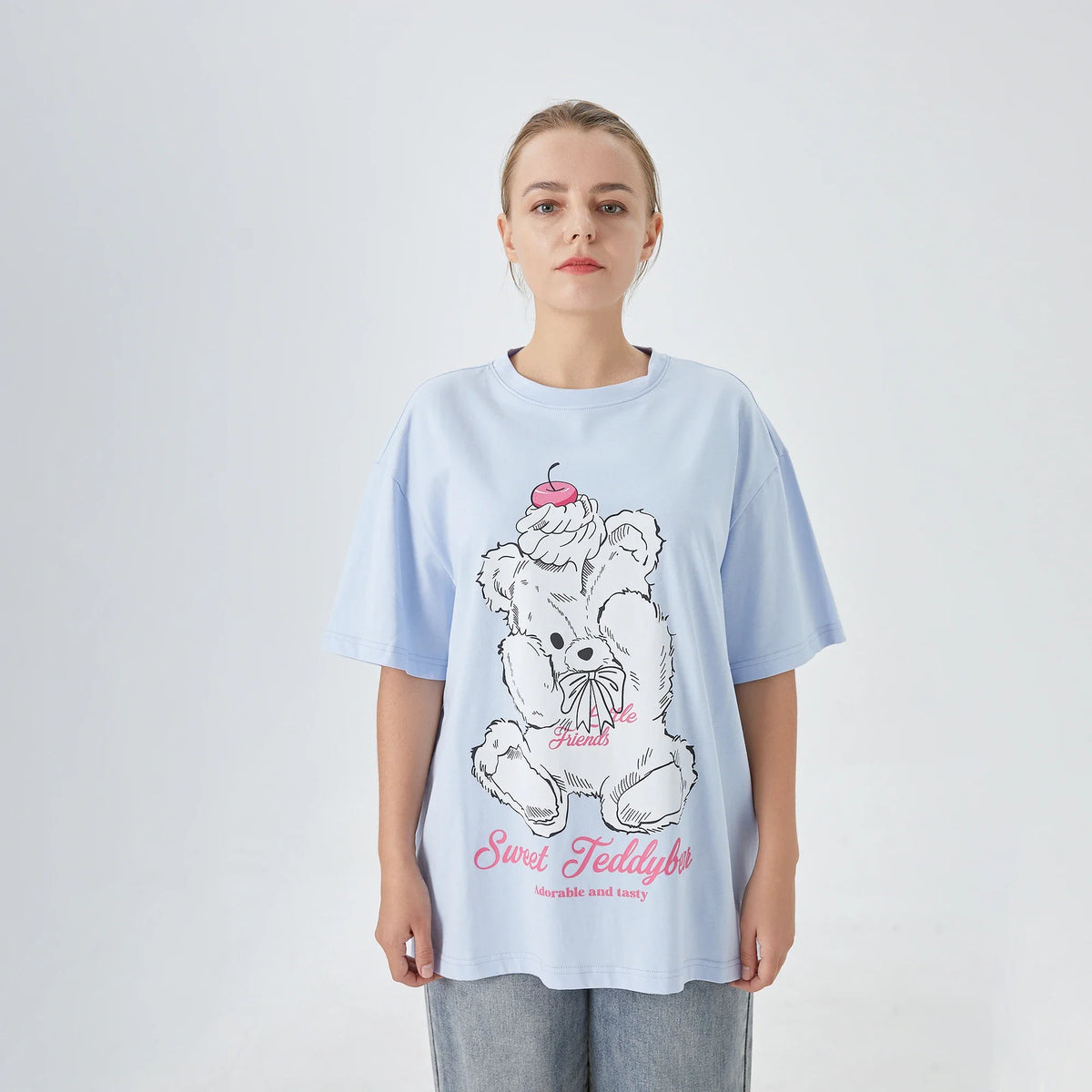 Printed Street Look T.Shirt for Women Light Blue Image