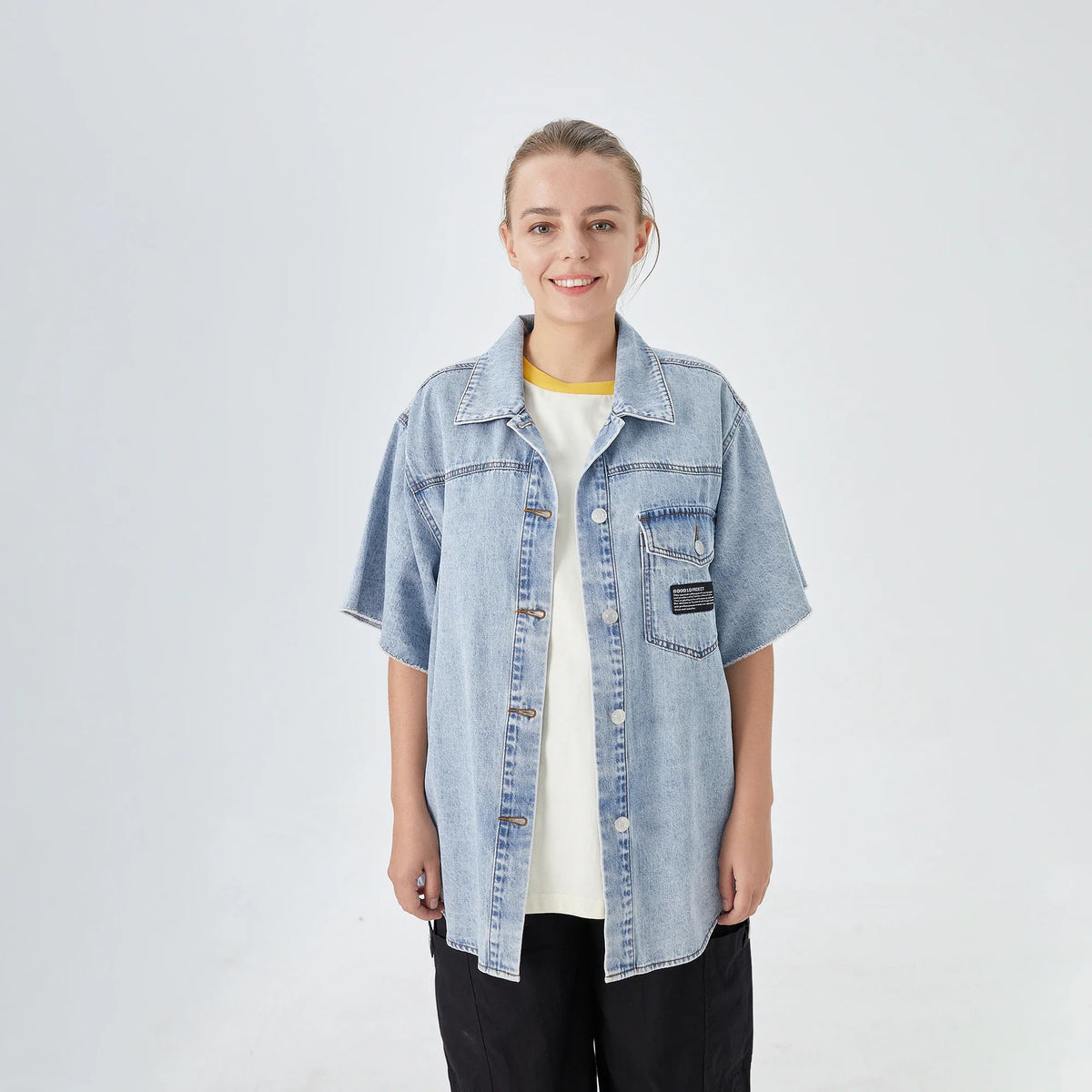 Washed Jeans Street Look Shirt for Women