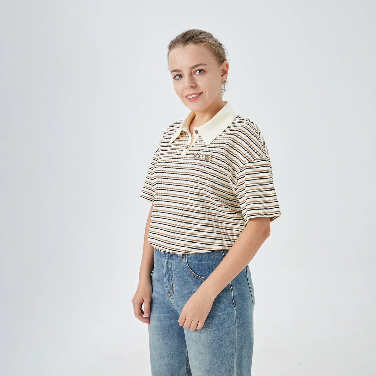 Striped Street Look Polo Shirt for Women