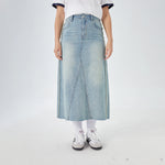 Jeans Blue Washed Jeans Street Look Skirt for Women Image