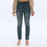 Washed Jeans Fashion Pants for Women Jeans Blue Image