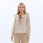 Embroidery Fashion Shirt for Women Beige Image