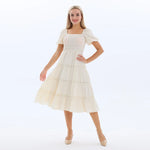 Laced Fashion Dress for Women Beige Image