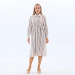 Striped Fashion Dress for Women Khaki Image