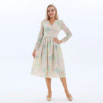 Floral Fashion Dress for Women Beige Image