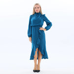 Plain Fashion Dress for Women Blue Image