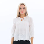 White Embroidery Fashion Blouse for Women Image