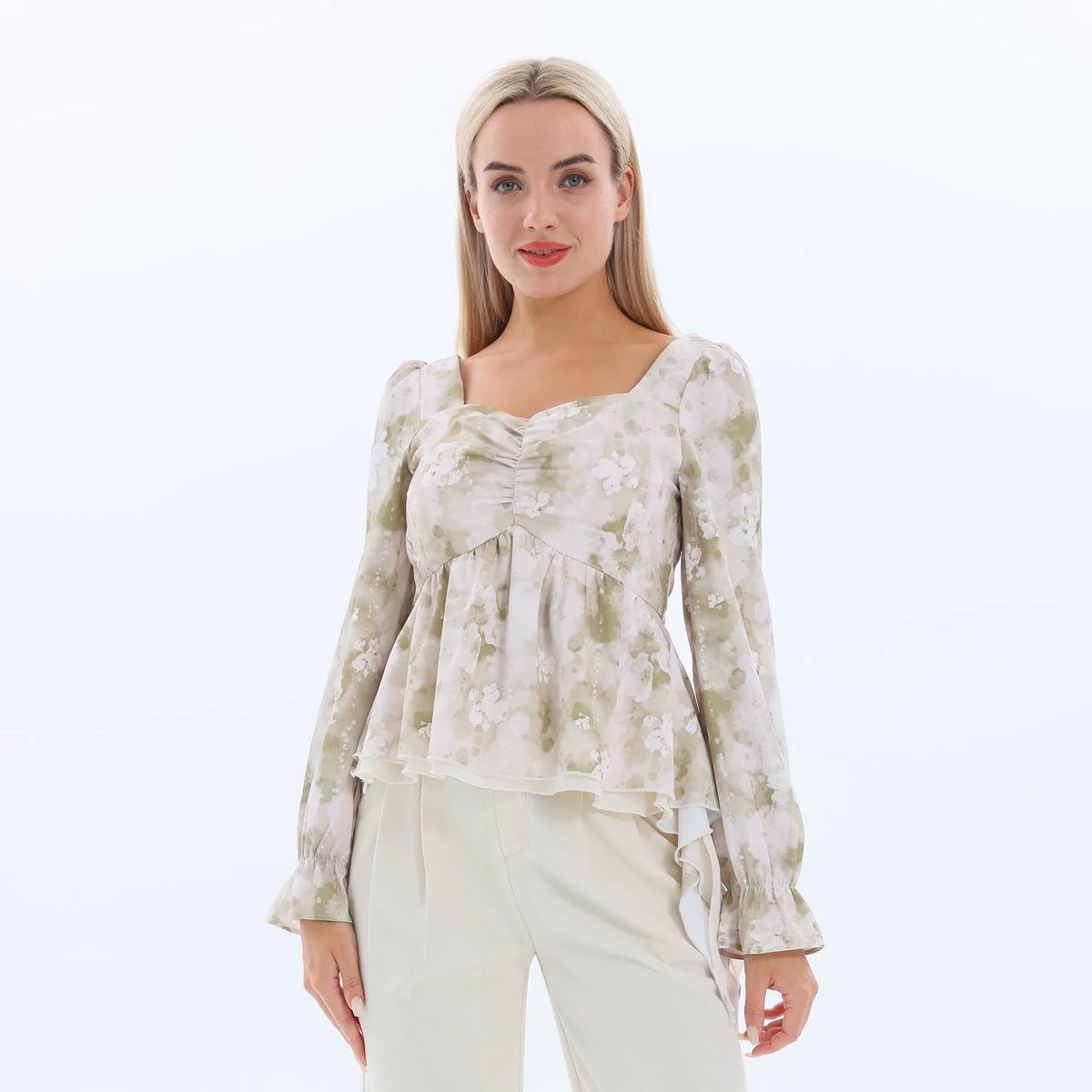 Floral Fashion Blouse for Women Green Image