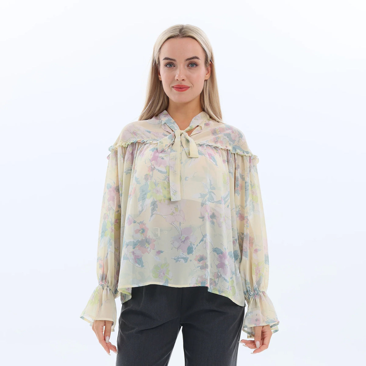 Floral Fashion Blouse for Women Yellow Image