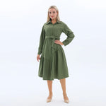 Plain Fashion Dress for Women Green Image