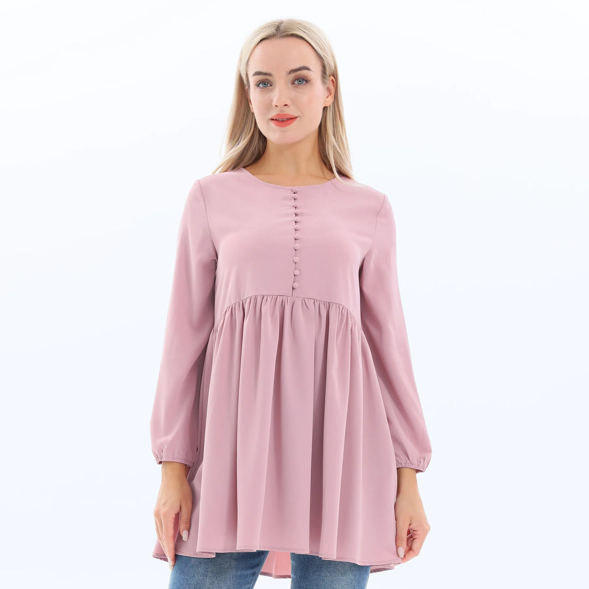 Plain Hijab Blouse for Women Pink Purple Image