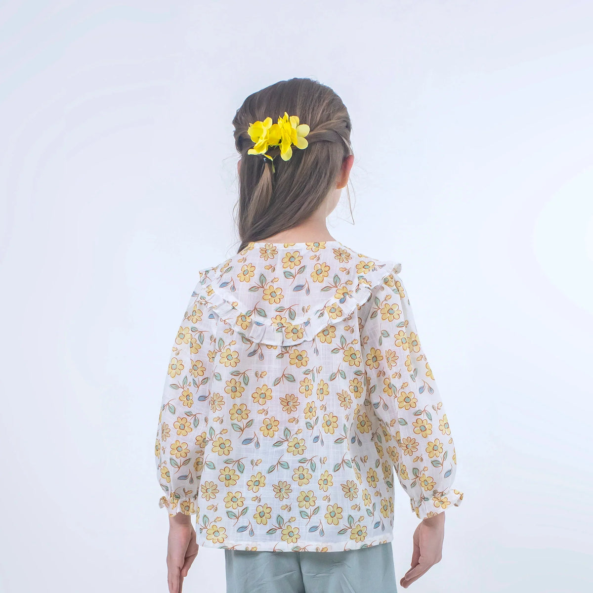 Floral Linen Shirt for Girls Image