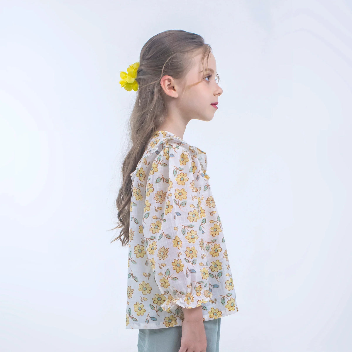 Floral Linen Shirt for Girls Image