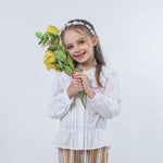 White laced Linen Shirt for Girls Image