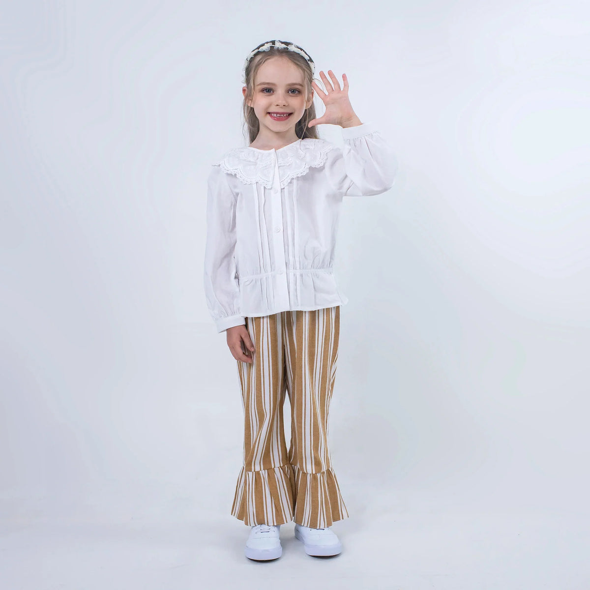 Striped Linen Pants for Girls Image