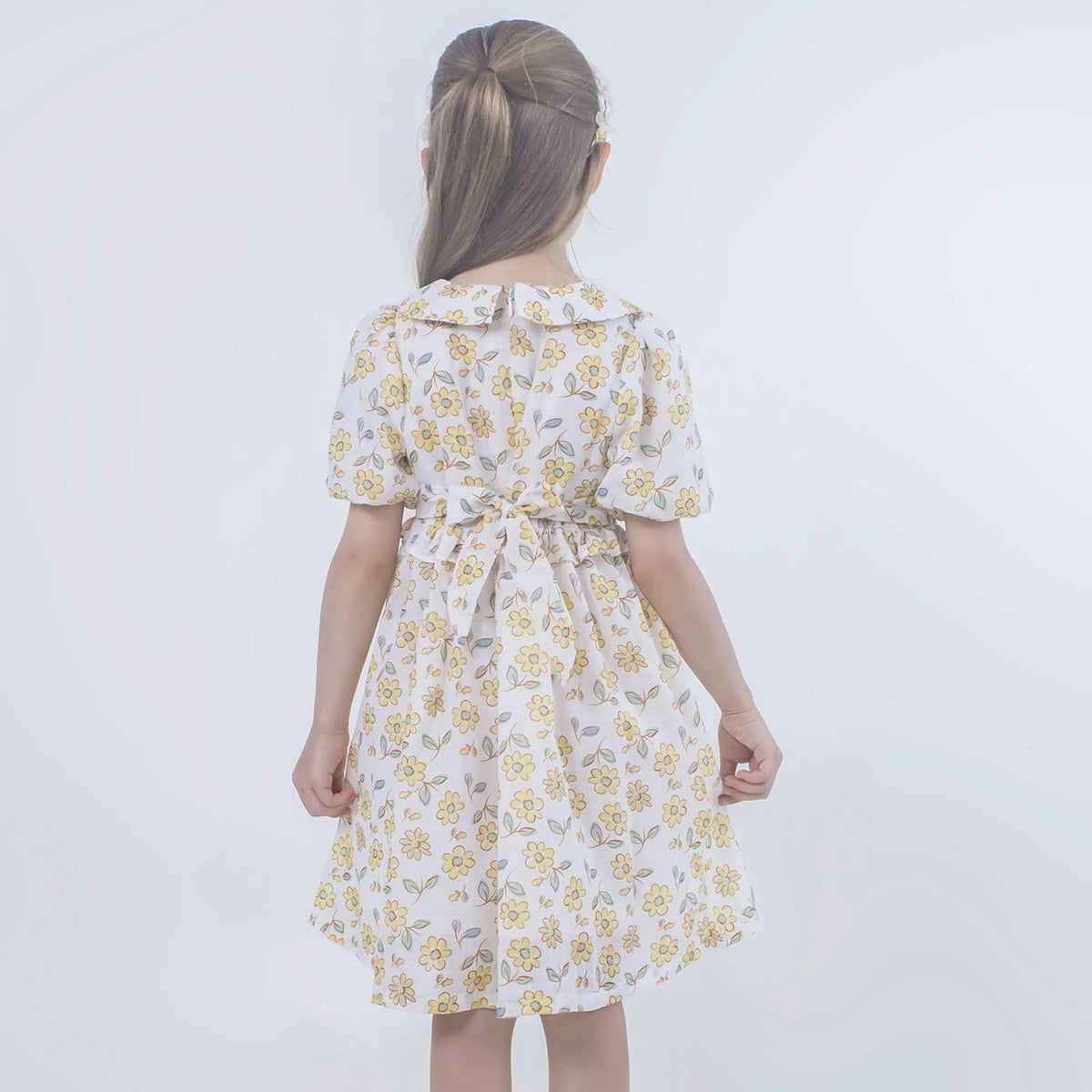 Floral Linen Dress for Girls Image