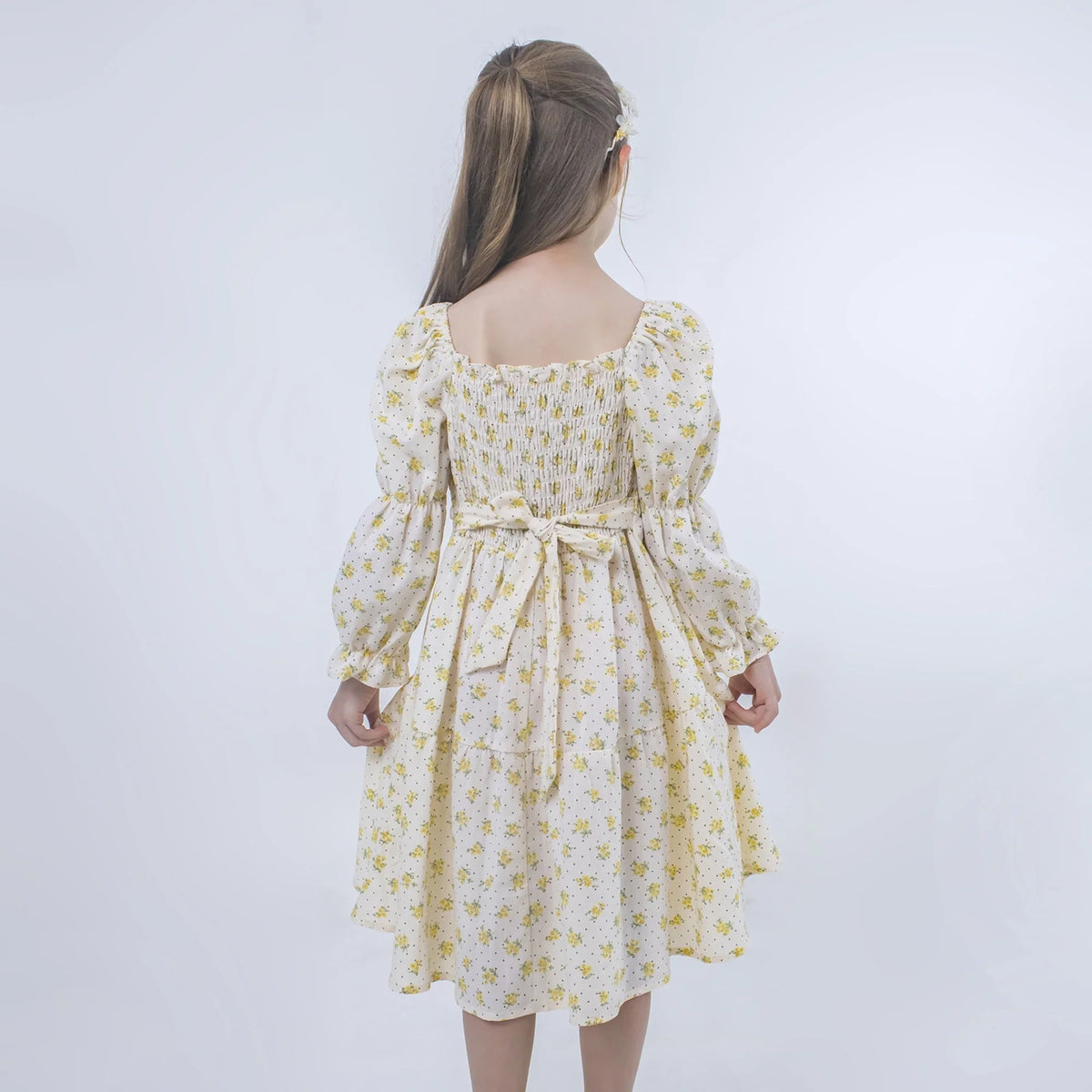 Floral Linen Dress for Girls Image