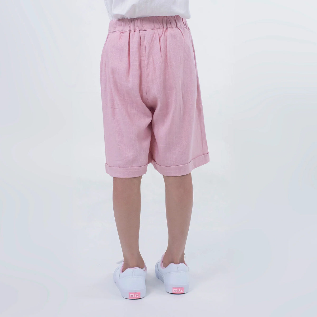 Solid Linen Shorts for Girls Image