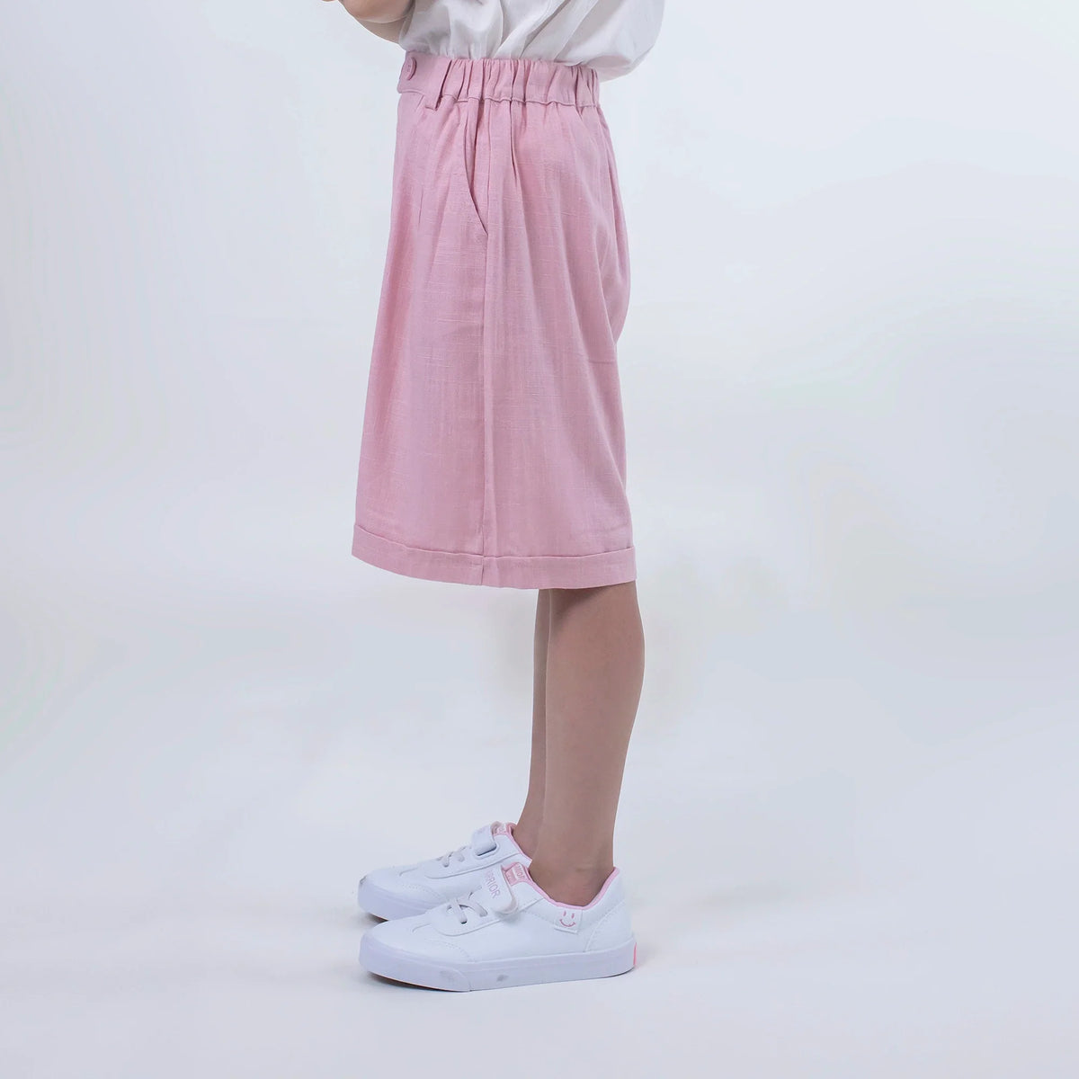 Solid Linen Shorts for Girls Image