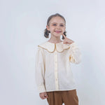 Light Beige Jacquard Linen Shirt for Girls Image