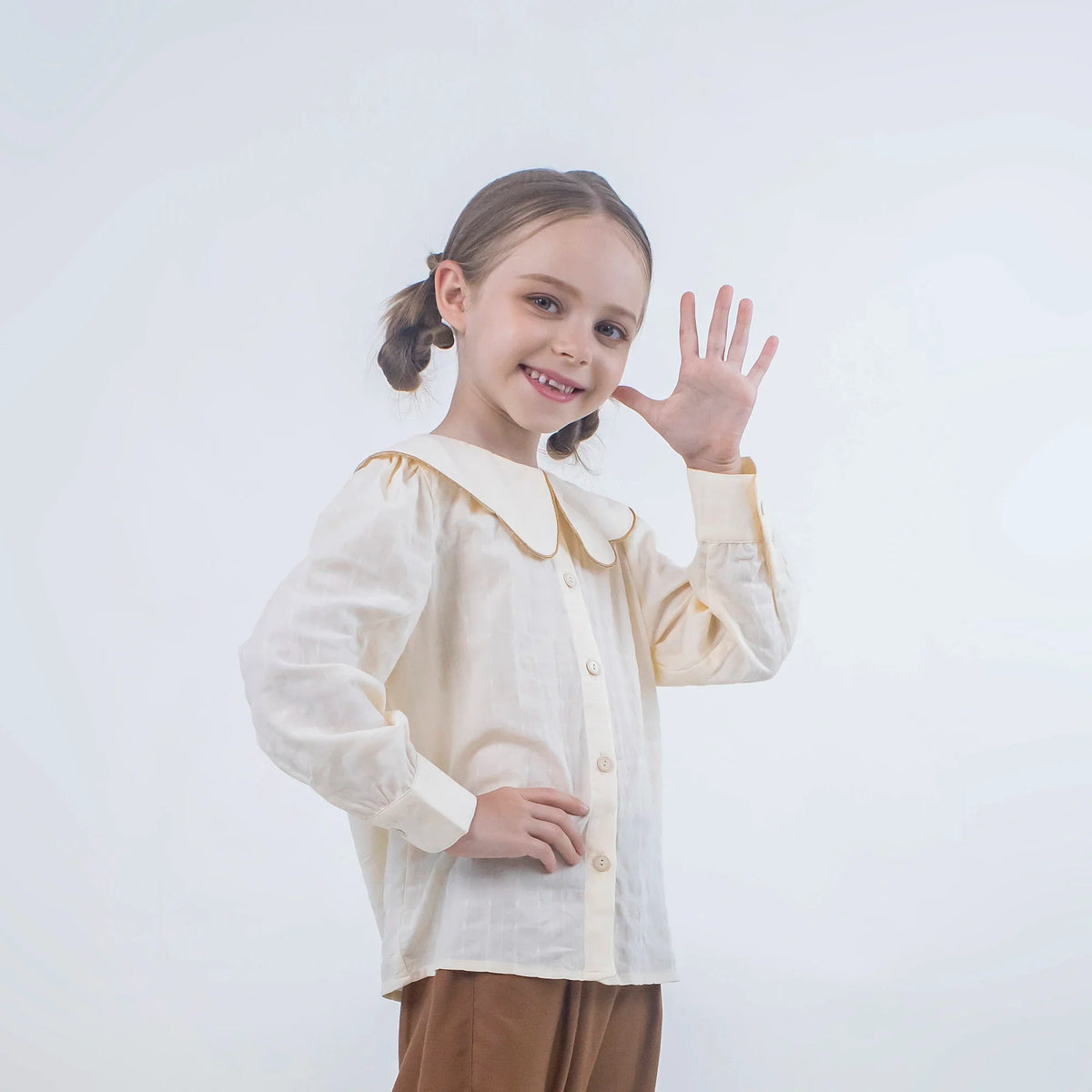 Jacquard Linen Shirt for Girls Image