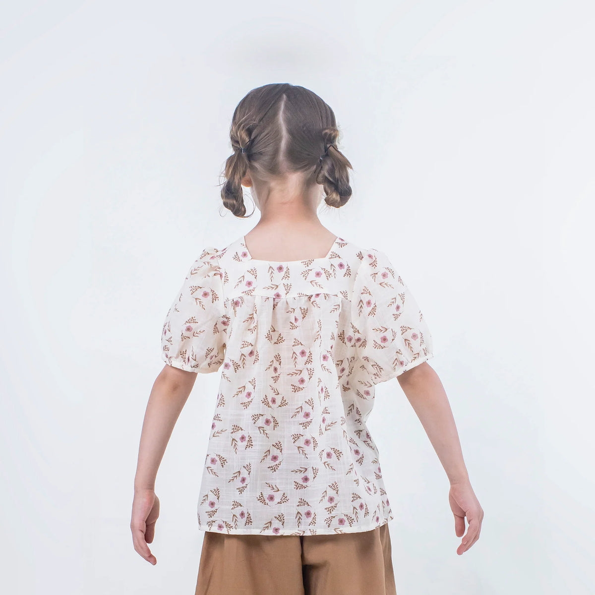 Floral Linen Blouse for Girls Image