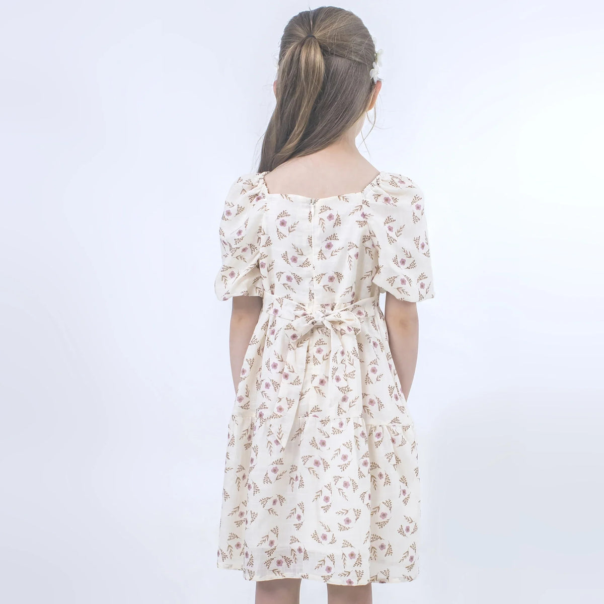 Floral Linen Dress for Girls Image