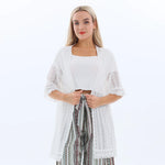 Laced Summer Jacket for Women White Image
