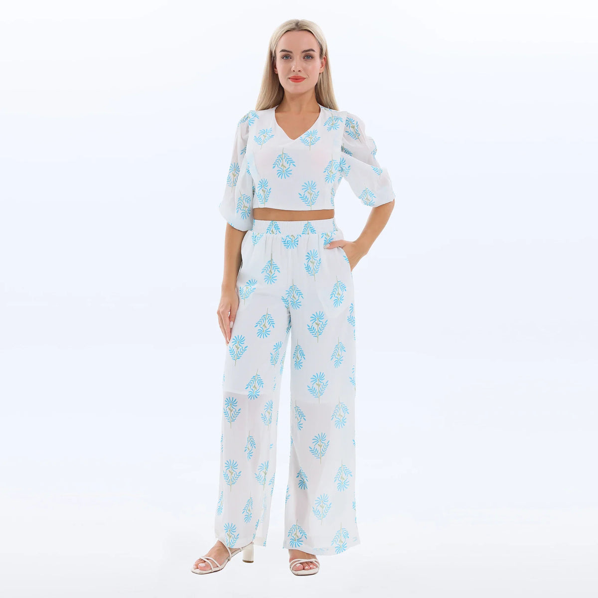 Floral Summer Set 2Pc for Women Sky Blue Image