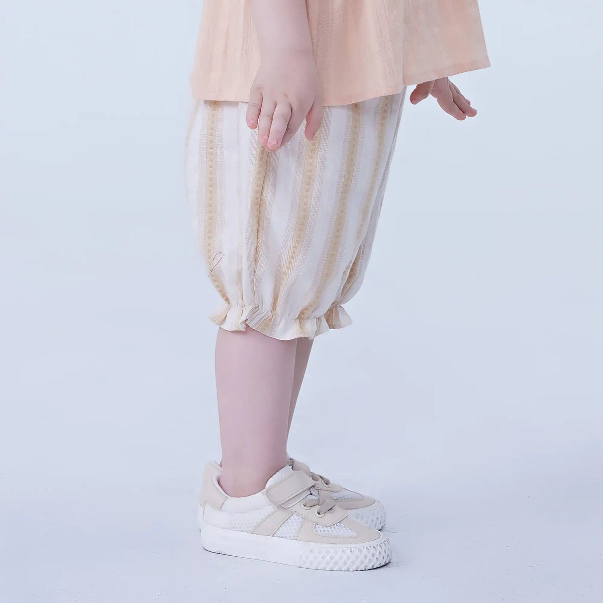 Ankle-Tied Linen Shorts For Baby Girl Image