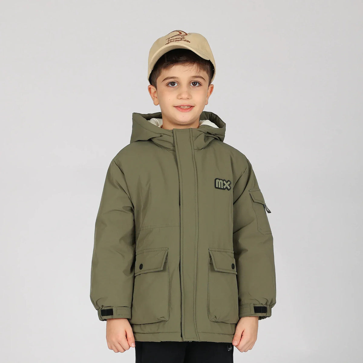 100 | 3Y Army Green 100 | 3Y,46,83.4,35.6,- Jacket for Boys Image