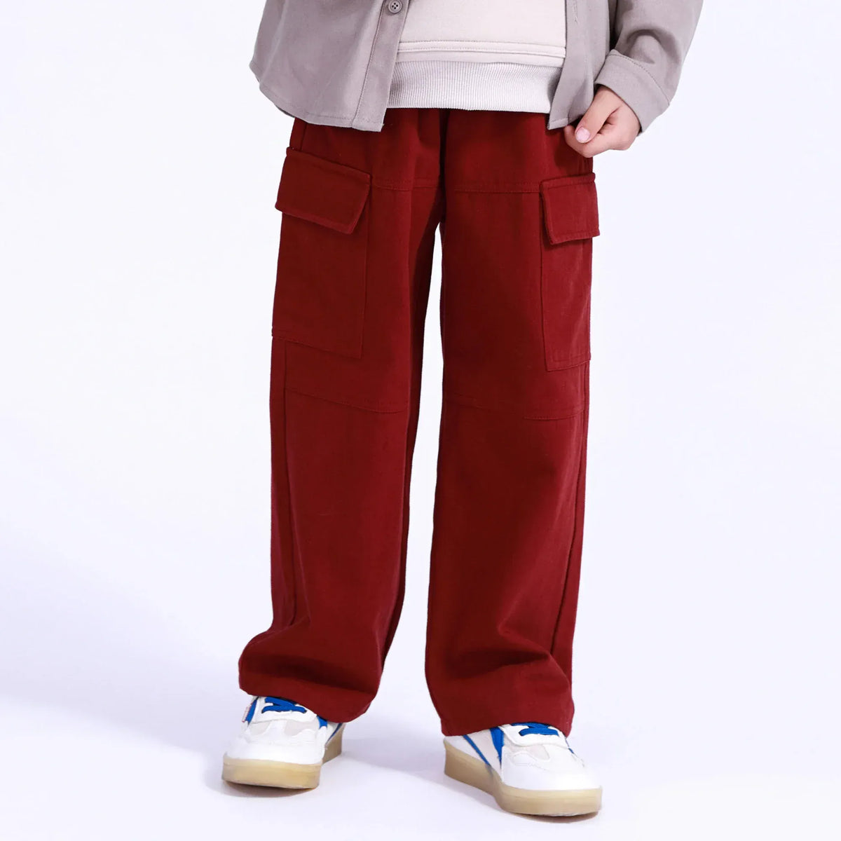 Maroon Plain Pants for Boys Image