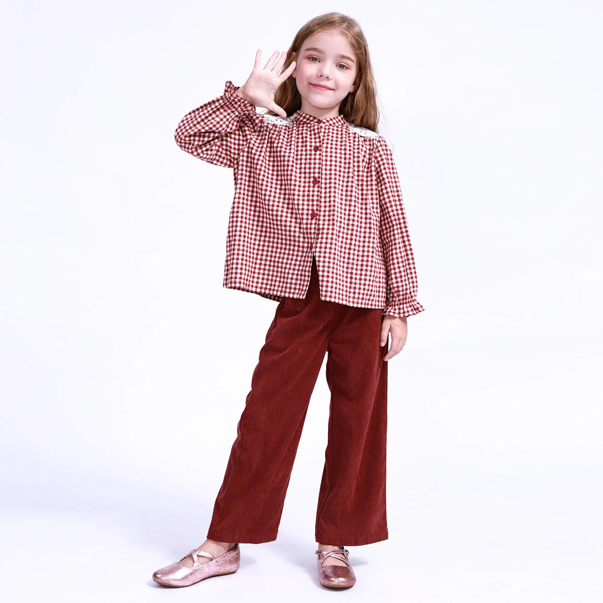 Plain Pants for Girls 120 | 6-7Y Maroon 120 | 6-7Y,69,50,- Image